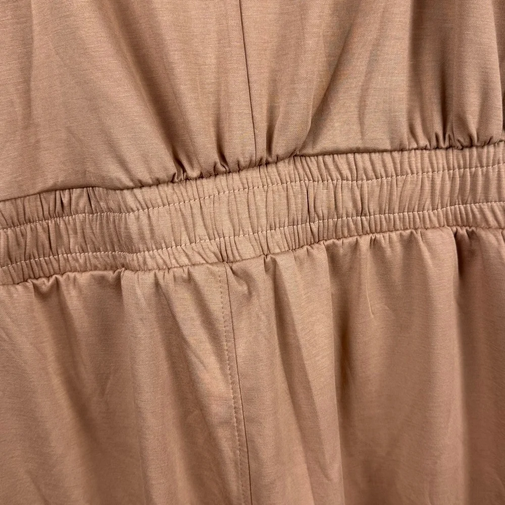 Fashion Nova Nude Wide Leg Jumpsuit Medium Stretch Drawstring Pockets - Picture 10 of 11